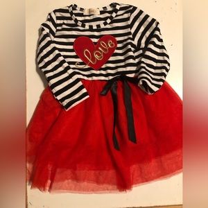 Girl’s size 3T Valentine’s dress red, black, white with heart